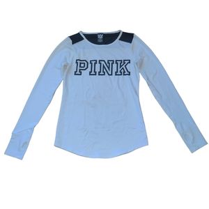 PINK Victoria's Secret Long Sleeve Shirt Stretchy White Size Medium